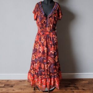 Red Boho Floy Floral A-line Dress